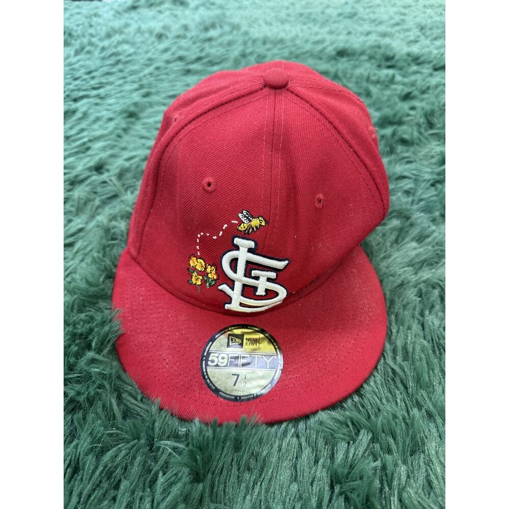 New Era 59FIFTY St. Louis Cardinals MLB Fitted Hat Cap Red Size 7 1/2 Custom Bee